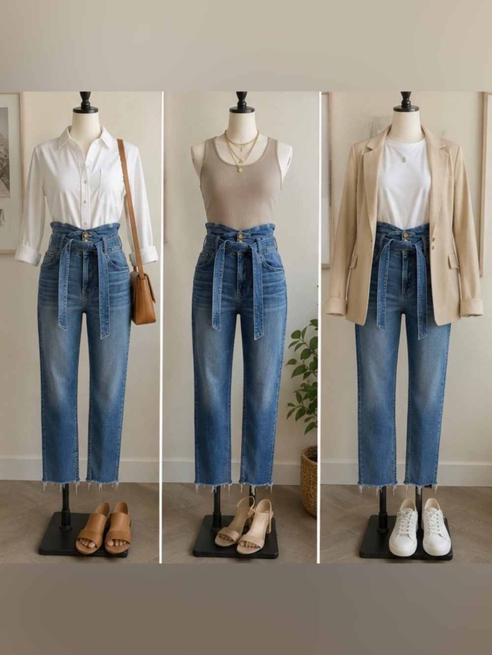 MOTHER The Triple Stack Looker Jeans 29 Wish On A Star High Rise Raw Hem Belted